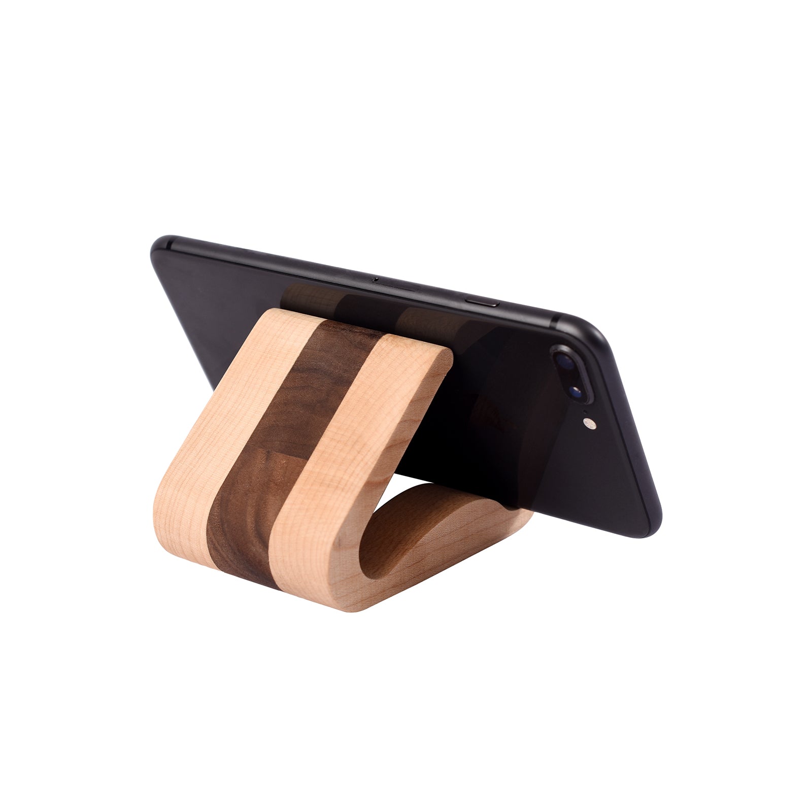 Solid Wood Phone Stand for Desk, Walnut and Maple Wood iPhone Holder, Phone Accessories