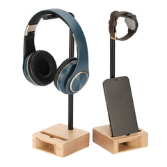 Beech Wood Gaming Headphone Stand with Phone Stand