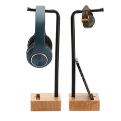 Beech Wood Gaming Headphone Stand with Phone Stand