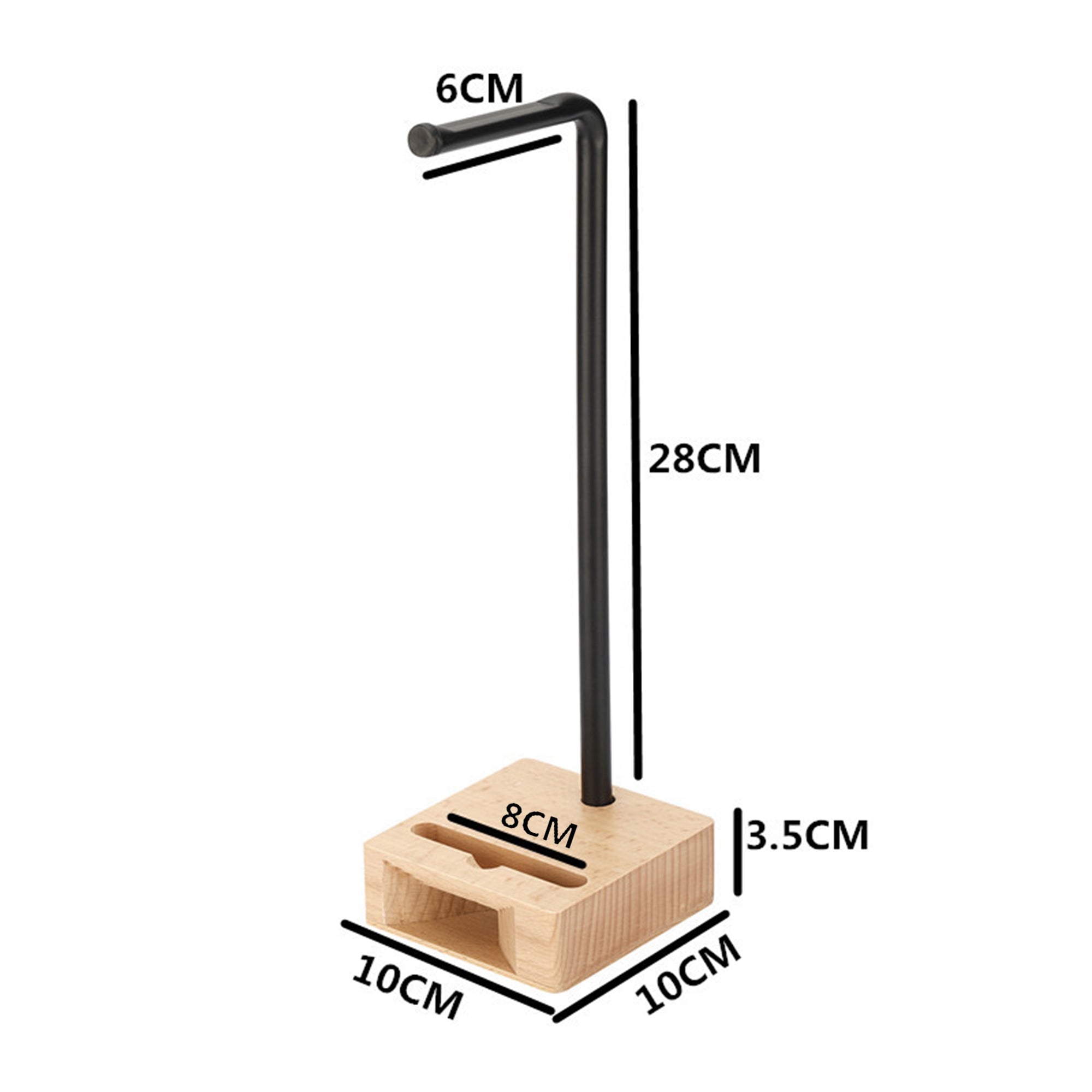 Beech Wood Gaming Headphone Stand with Phone Stand