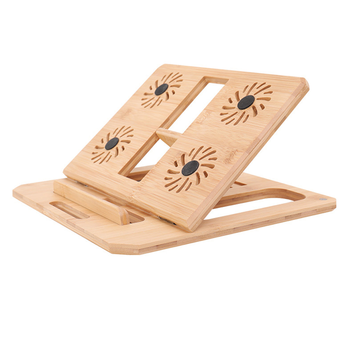 Portable Bamboo Laptop Stand, Adjustable Height