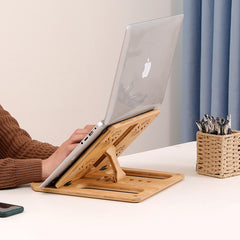 Portable Bamboo Laptop Stand, Adjustable Height