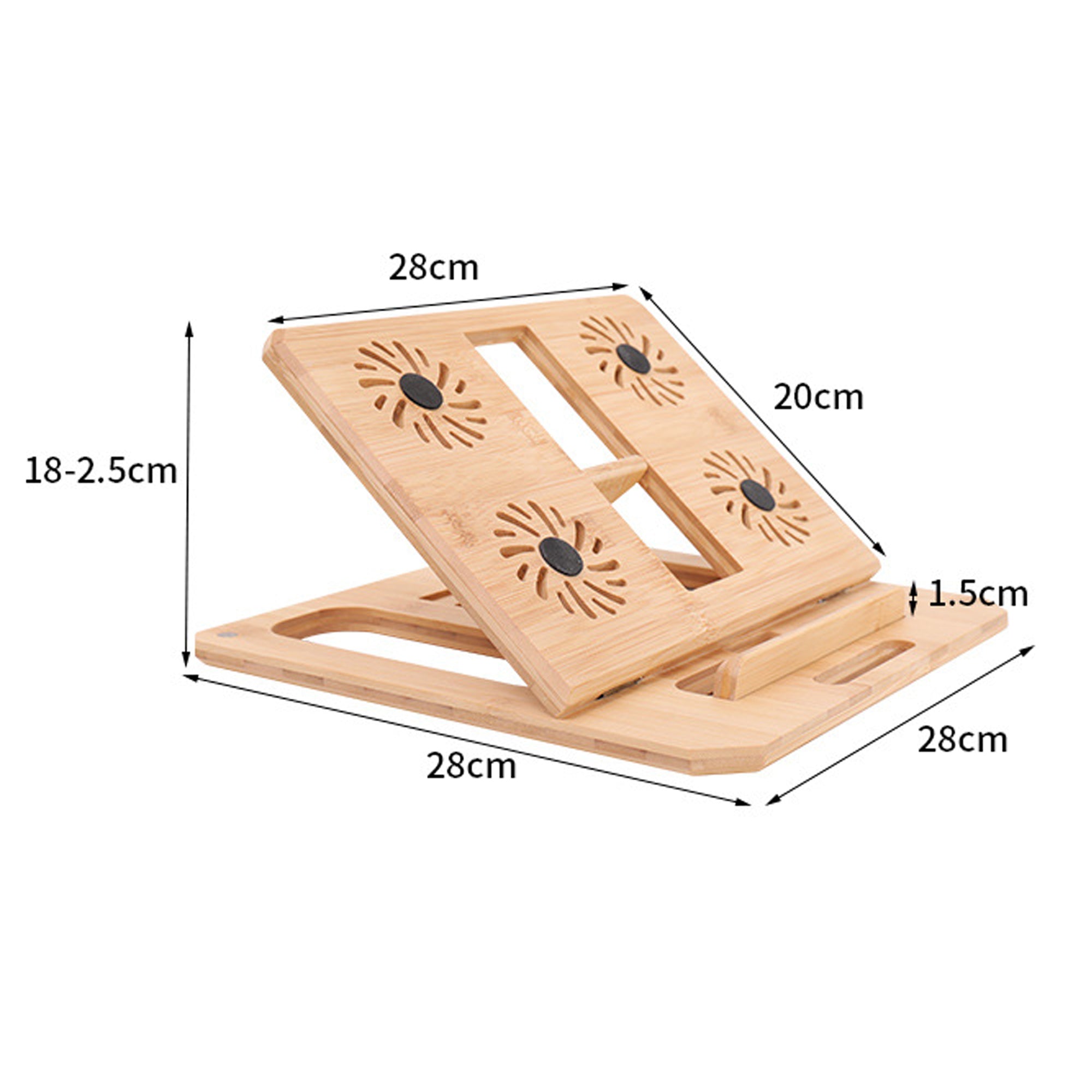 Portable Bamboo Laptop Stand, Adjustable Height