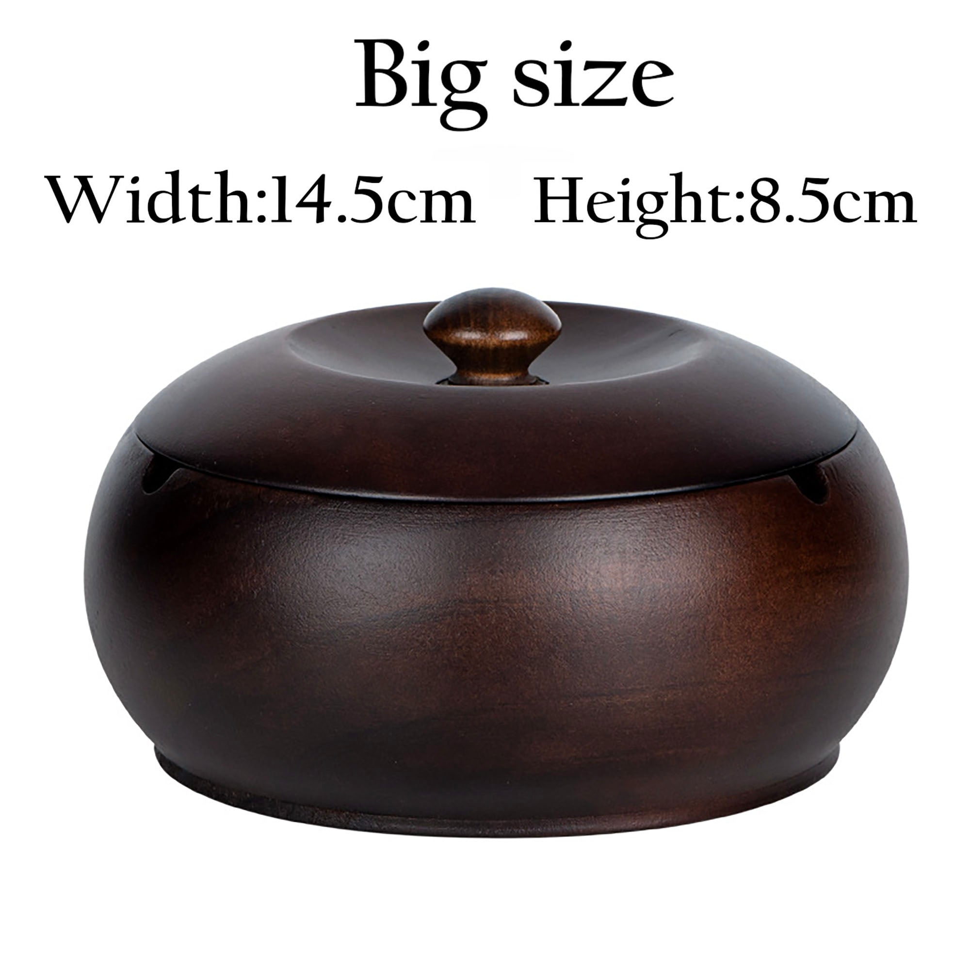 Round Oak Wood Ashtrays with Lid and Stainless Steel Liner