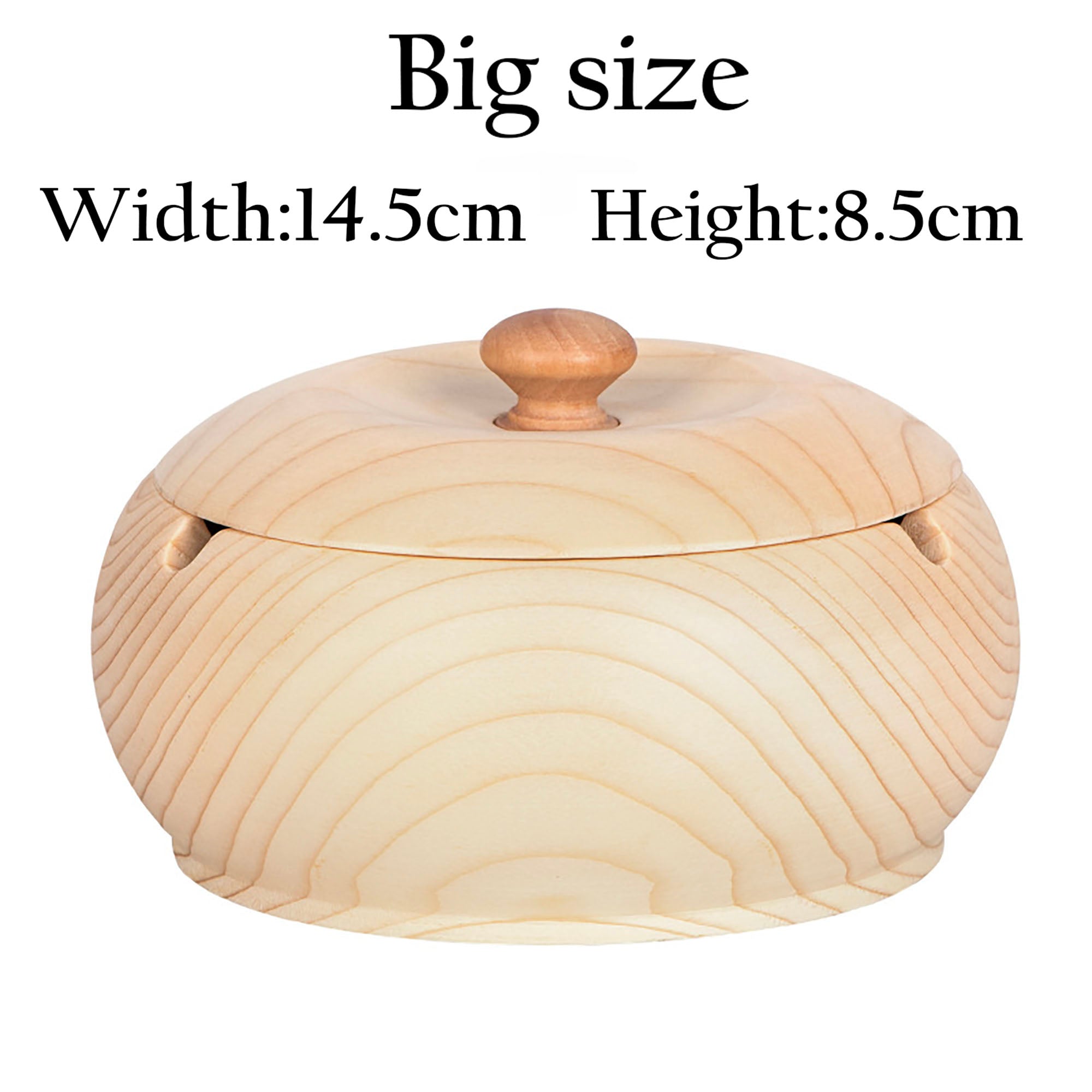 Round Oak Wood Ashtrays with Lid and Stainless Steel Liner