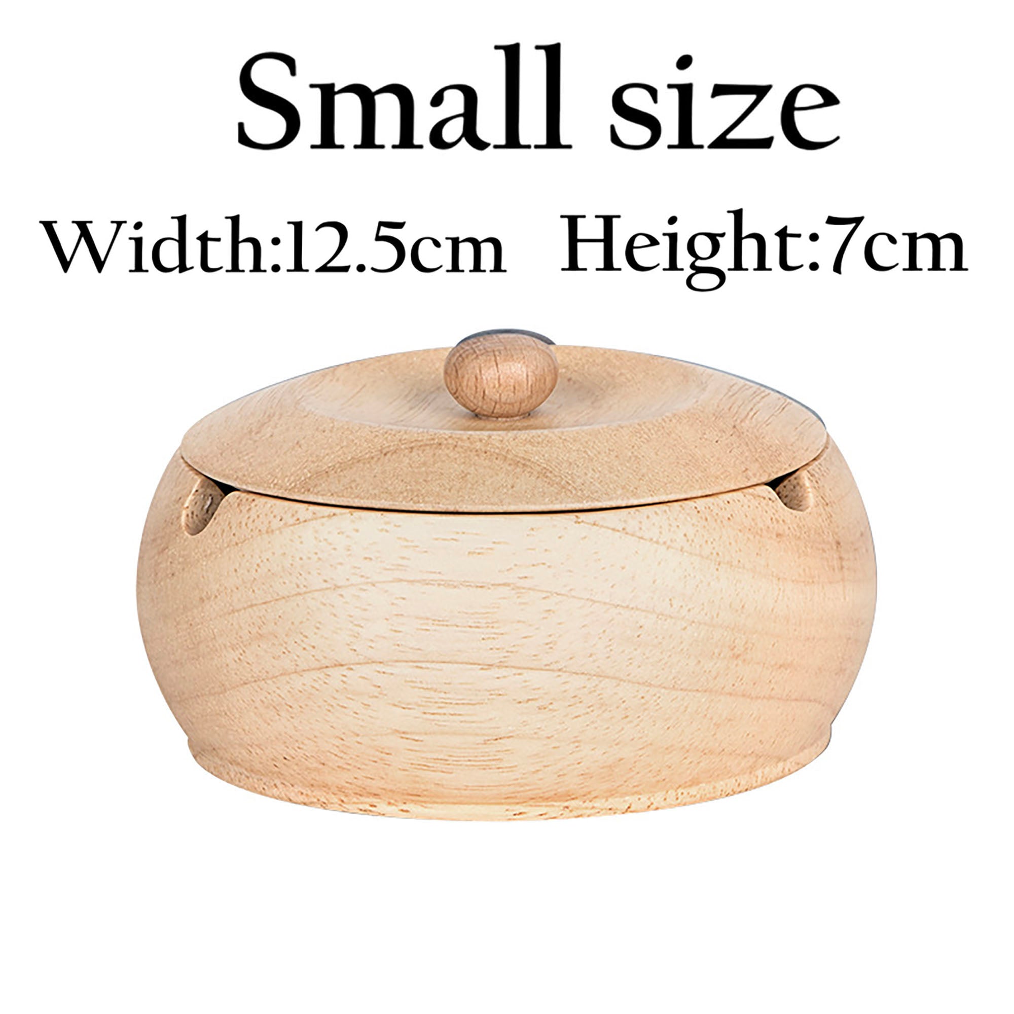 Round Oak Wood Ashtrays with Lid and Stainless Steel Liner