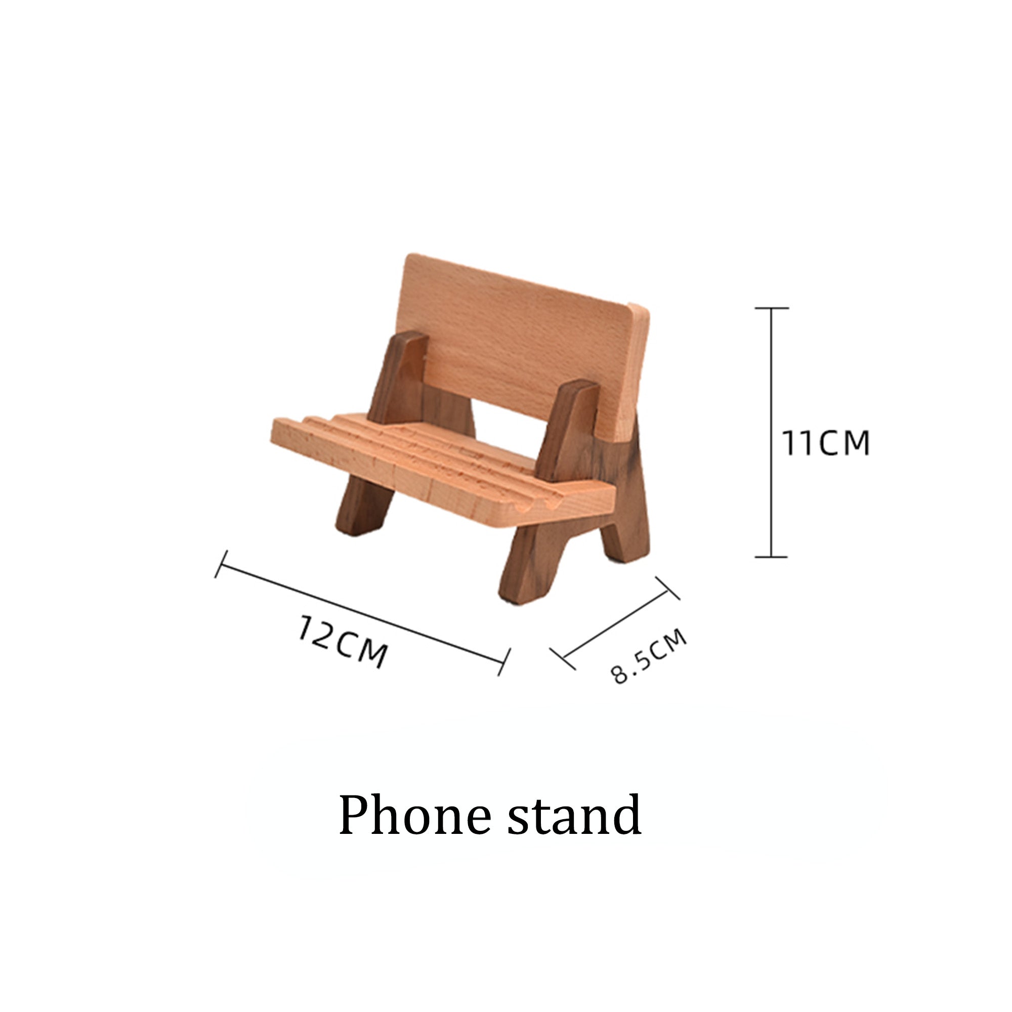 Beech Wood Phone Stand, Wooden iPad Stand, Park Benches Shape Phone Holder for Desk