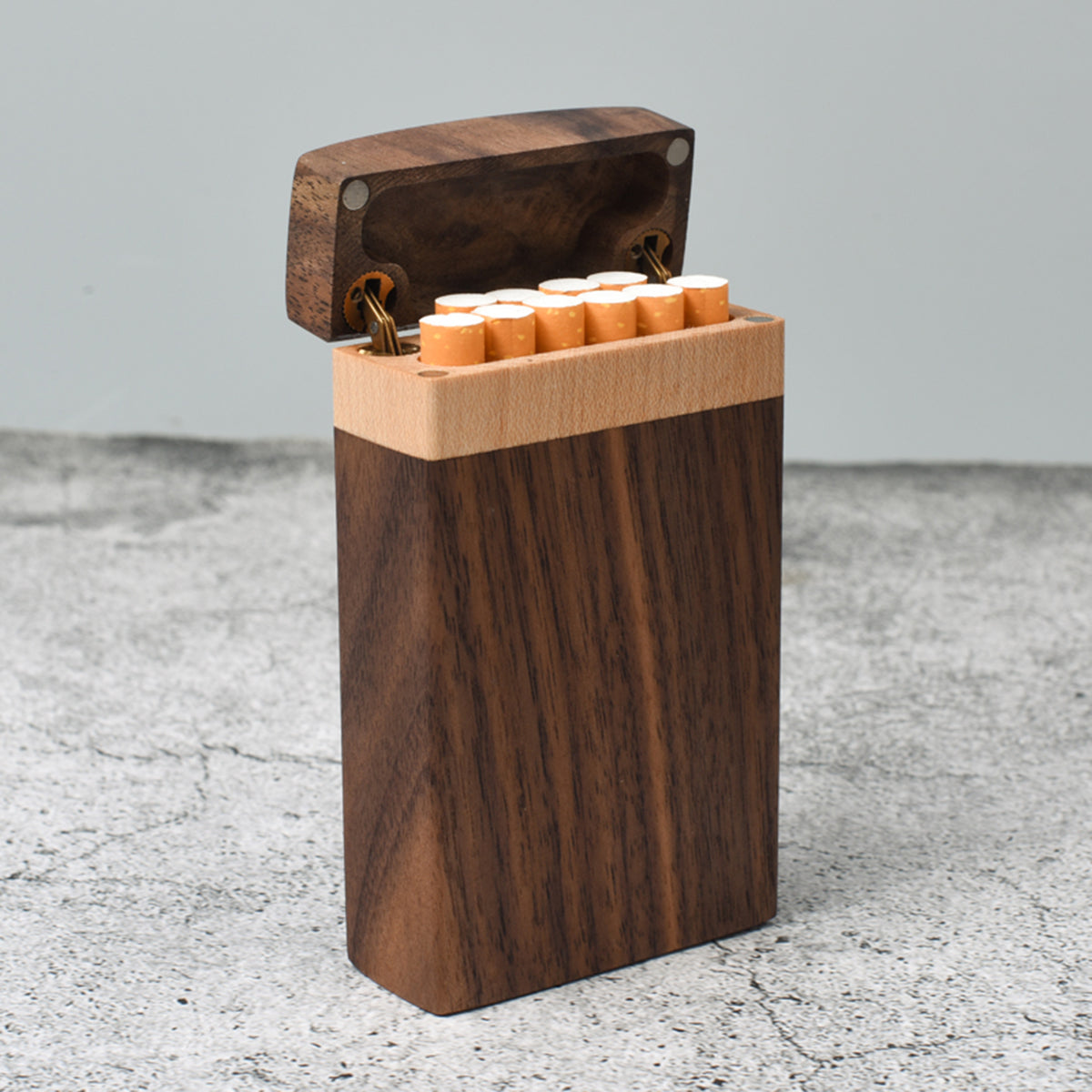 Handcrafted Walnut Wood Cigarette Case for 85mm King Size Cigarettes