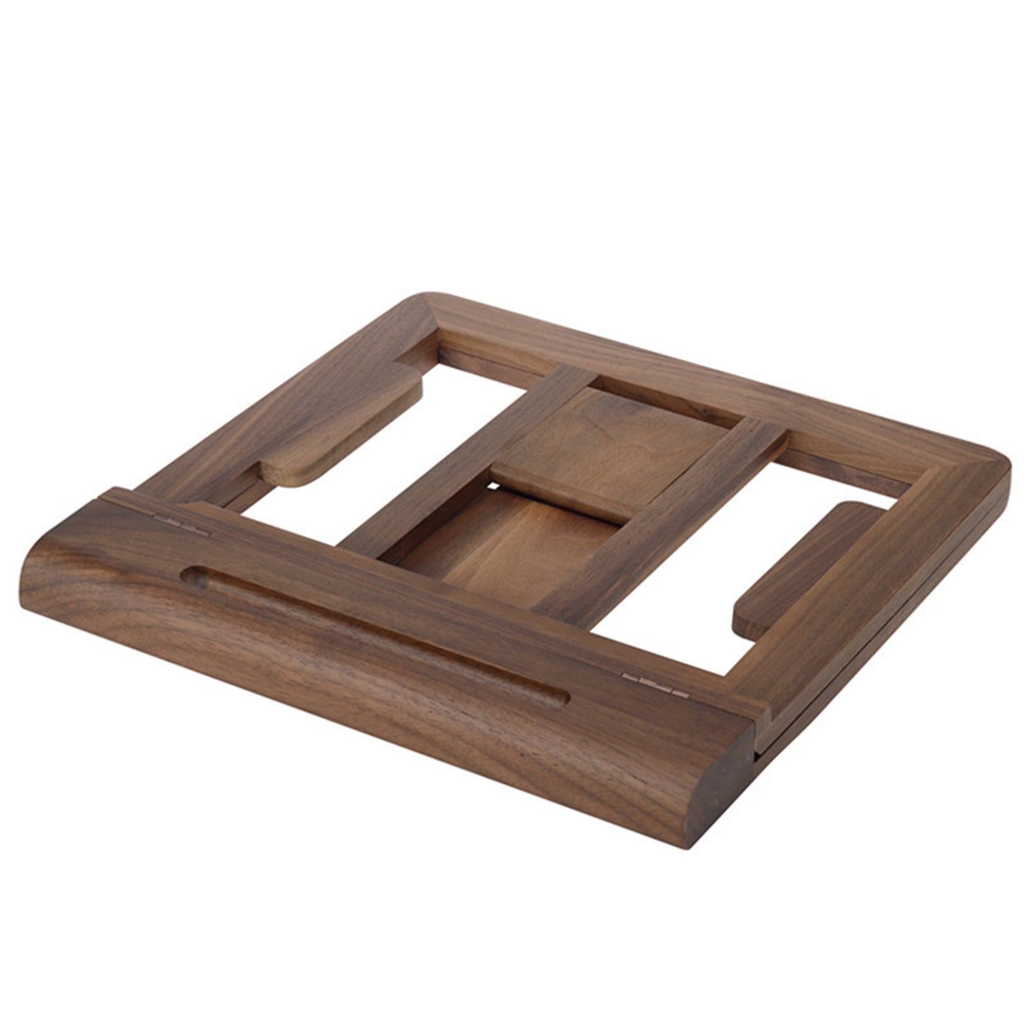 Wooden Laptop Stand with Wrist Rest, Walnut Wood Notebook Computer Stand with Phone Holder Pen Holder, iPad Pro Stand for Desk