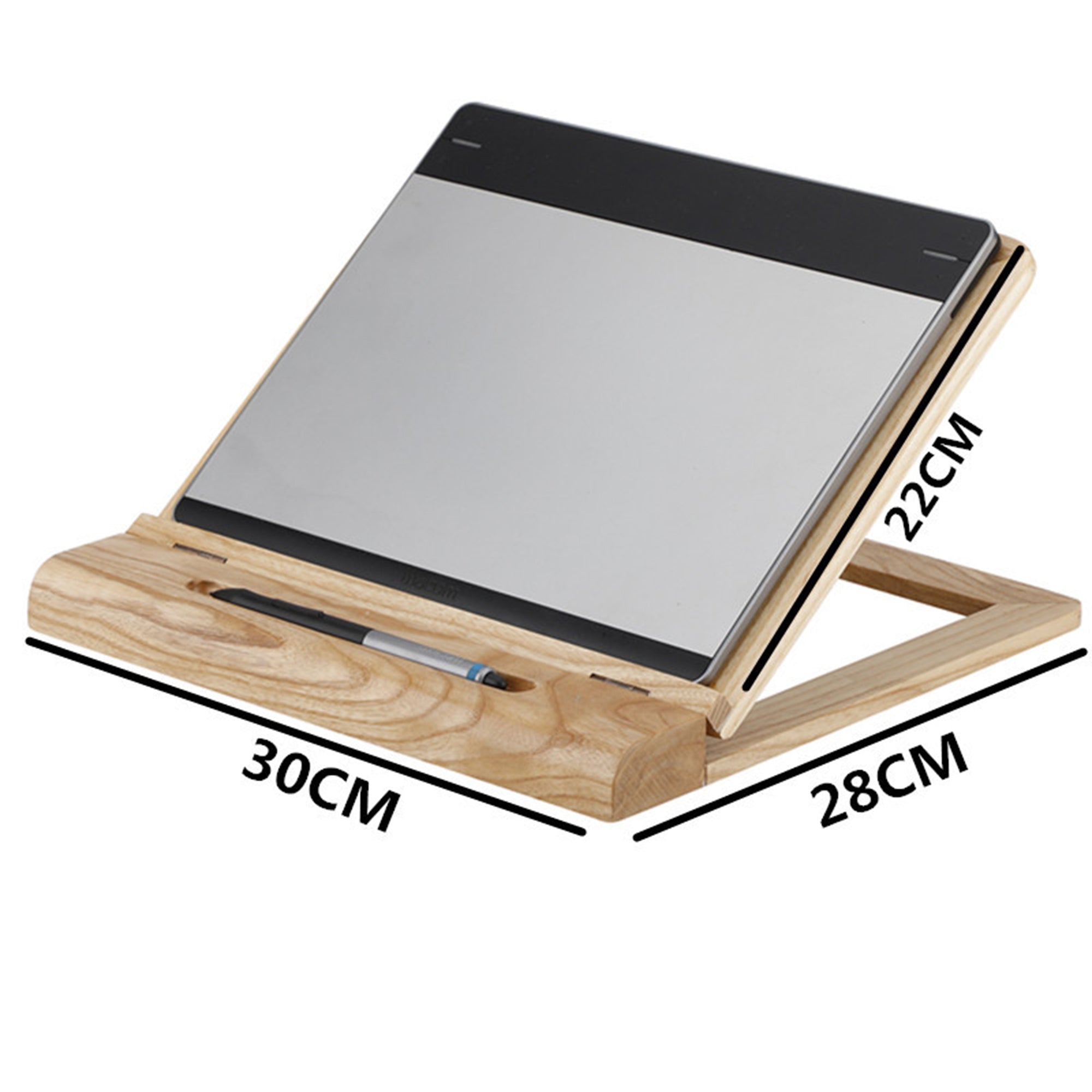 Wooden Laptop Stand with Wrist Rest, Walnut Wood Notebook Computer Stand with Phone Holder Pen Holder, iPad Pro Stand for Desk