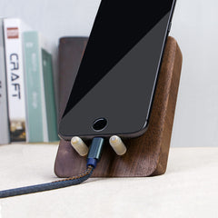 Walnut wood phone stand for desk, beech wood cell phone holder, phone accessories