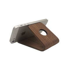 Walnut Wood Phone Stand, Desk Wooden iPhone Holder, Cellphone Stand