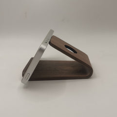 Walnut Wood Phone Stand, Desk Wooden iPhone Holder, Cellphone Stand